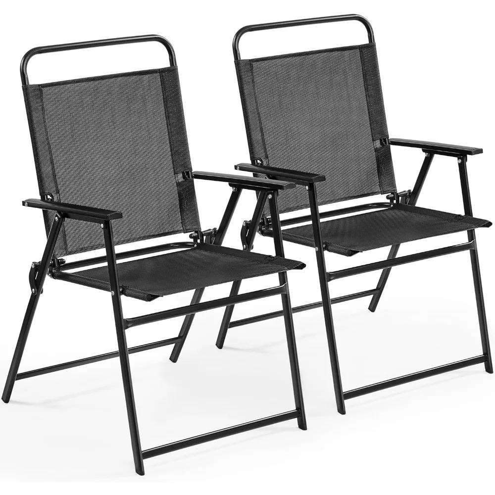 Outdoor Patio Chairs Set of 2, Folding Patio Chairs with Metal Frame, Armrests, Portable Dining Chairs for Camping, Lawn, Garden
Outdoor Patio Chairs Set of 2, Folding Patio Chairs with Metal Frame, Armrests, Portable Dining Chairs for Camping, Lawn, Garden