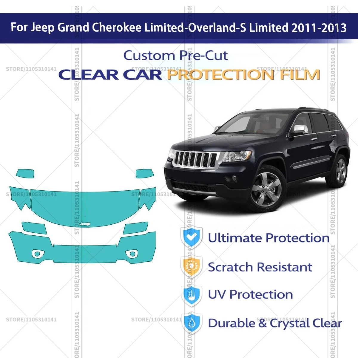 Предварительно нарезанная прозрачная защитная пленка PPF для автомобилей Jeep Grand Cherokee Limited-Overland-S Limited 2011-2013
Предварительно нарезанная прозрачная защитная пленка PPF для автомобилей Jeep Grand Cherokee Limited-Overland-S Limited 2011-2013