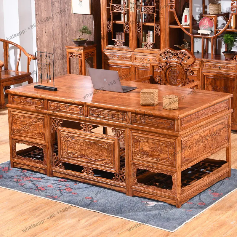 Solid wood desk new Chinese elm study furniture big desk computer
Solid wood desk new Chinese elm study furniture big desk computer