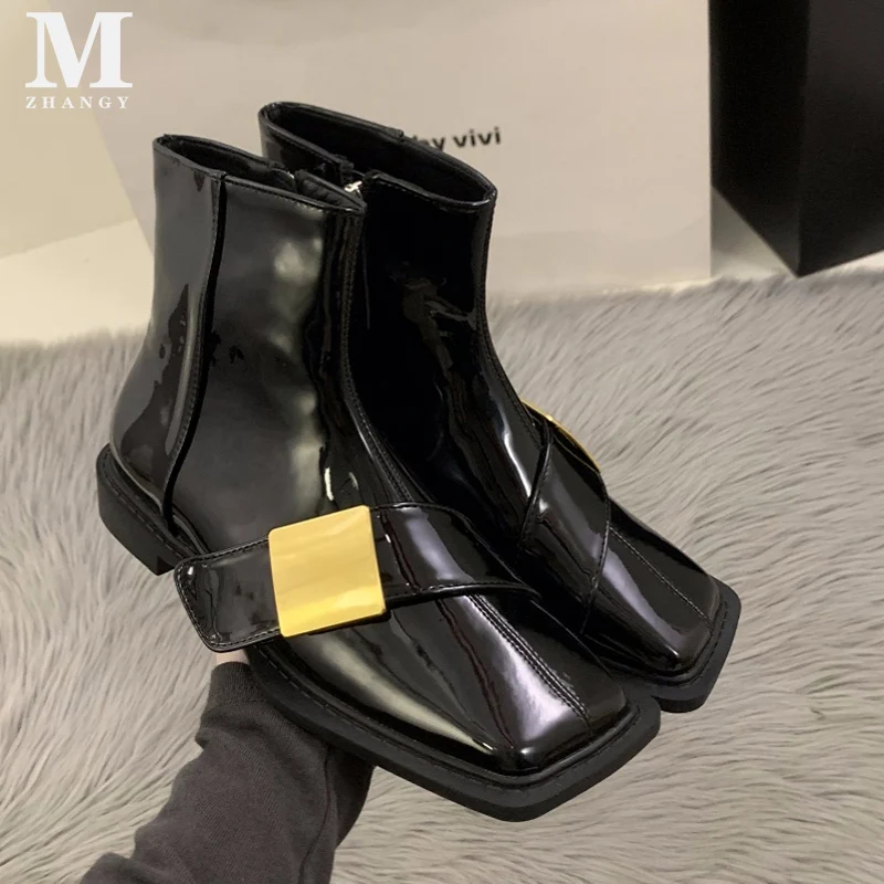 Square Toe Women Ankle Boots Fashion Flats Shoes Leather Designer Buckle Boots Women Winter 2024 Trend Goth Zapatillas Femme
Square Toe Women Ankle Boots Fashion Flats Shoes Leather Designer Buckle Boots Women Winter 2024 Trend Goth Zapatillas Femme