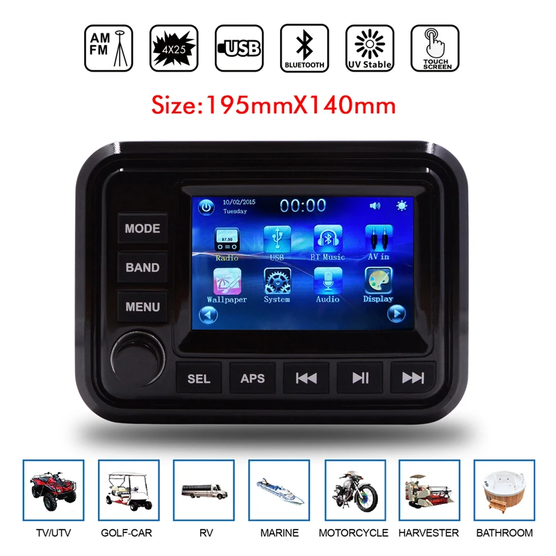 Boat Yacht Marine Accessories Parts Touch Screen Marine Audio Kit For ATV UTV Golf Cart Motorcycle
Boat Yacht Marine Accessories Parts Touch Screen Marine Audio Kit For ATV UTV Golf Cart Motorcycle