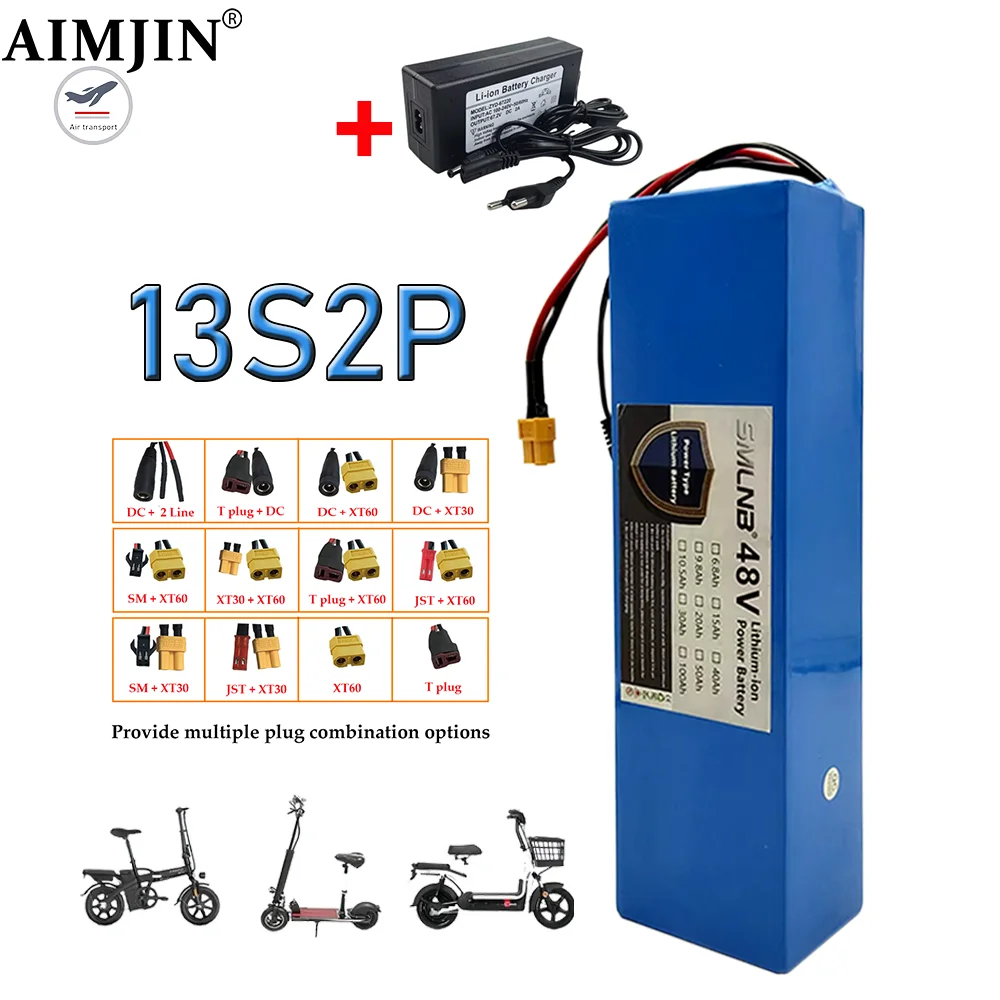 48V 10.5AH 13S2P Lithium Ion Battery Pack with BMS -250W To 1000W Electric Vehicle Power Supply 54.6V Charger
48V 10.5AH 13S2P Lithium Ion Battery Pack with BMS -250W To 1000W Electric Vehicle Power Supply 54.6V Charger