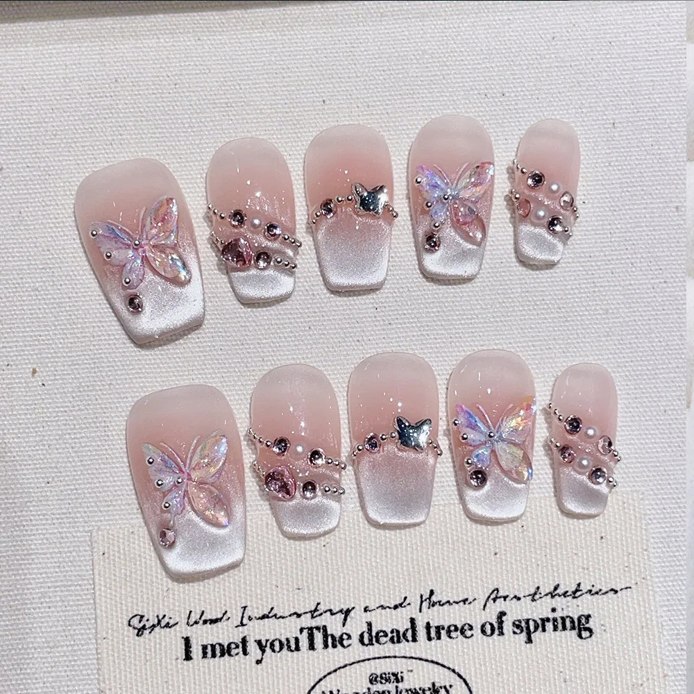10pcs Short Trapezoid Handmade Press On Nails Kit, Nude & Pink Fake Nails, Elegant Romantic Wearable Nail Art, Light Luxury
10pcs Short Trapezoid Handmade Press On Nails Kit, Nude & Pink Fake Nails, Elegant Romantic Wearable Nail Art, Light Luxury