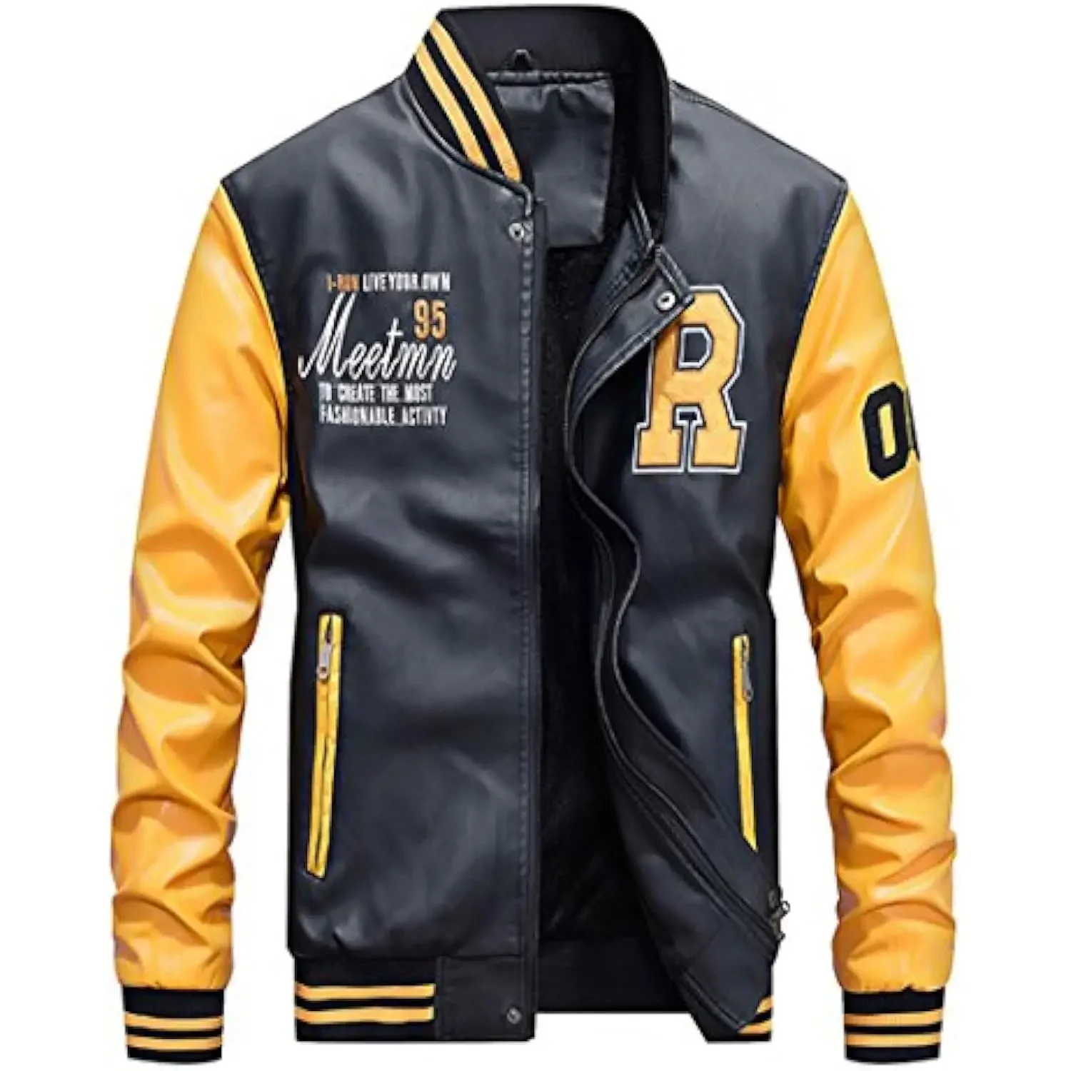 Men's Faux Leather Jacket Men Winter Fleece Motorcycle PU Leather Jacket Windbreaker Casual Baseball Stand Collar Slim Fit Coat
Men's Faux Leather Jacket Men Winter Fleece Motorcycle PU Leather Jacket Windbreaker Casual Baseball Stand Collar Slim Fit Coat