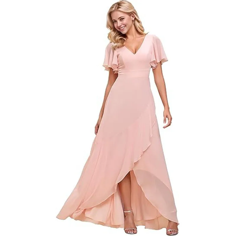 New women's double V-neck halter chiffon dress solid color short-sleeved long dress banquet bridesmaid evening dress party sexy
New women's double V-neck halter chiffon dress solid color short-sleeved long dress banquet bridesmaid evening dress party sexy