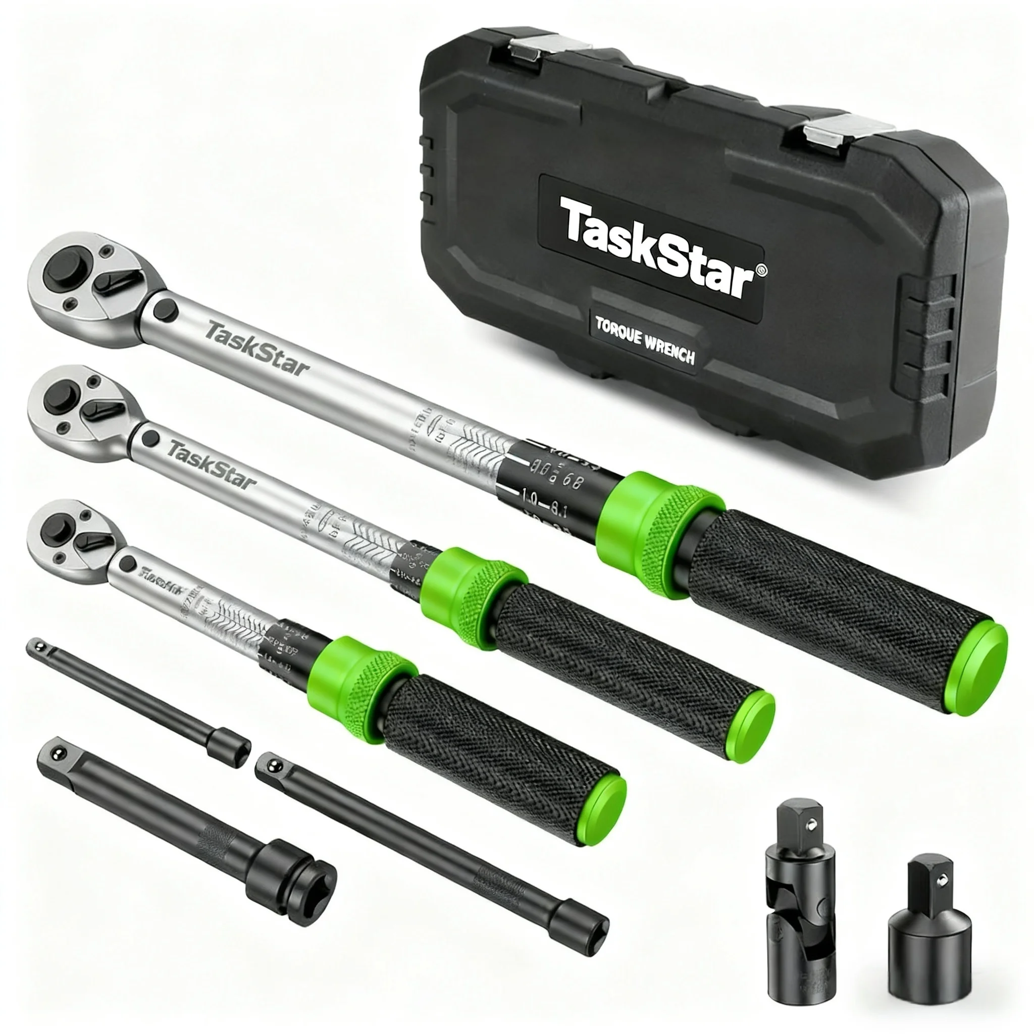 TaskStar 8pcs Heavy-Duty Torque Wrench Set (1/4"/3/8"/1/2" Drive) - Click-Type with Adapters, +/-3% Accuracy, 10-160 ft-lb (10-227 Nm) Range - Professional-Grade Kit for Car, Motorcycle, Bike Repair &
TaskStar 8pcs Heavy-Duty Torque Wrench Set (1/4"/3/8"/1/2" Drive) - Click-Type with Adapters, +/-3% Accuracy, 10-160 ft-lb (10-227 Nm) Range - Professional-Grade Kit for Car, Motorcycle, Bike Repair &