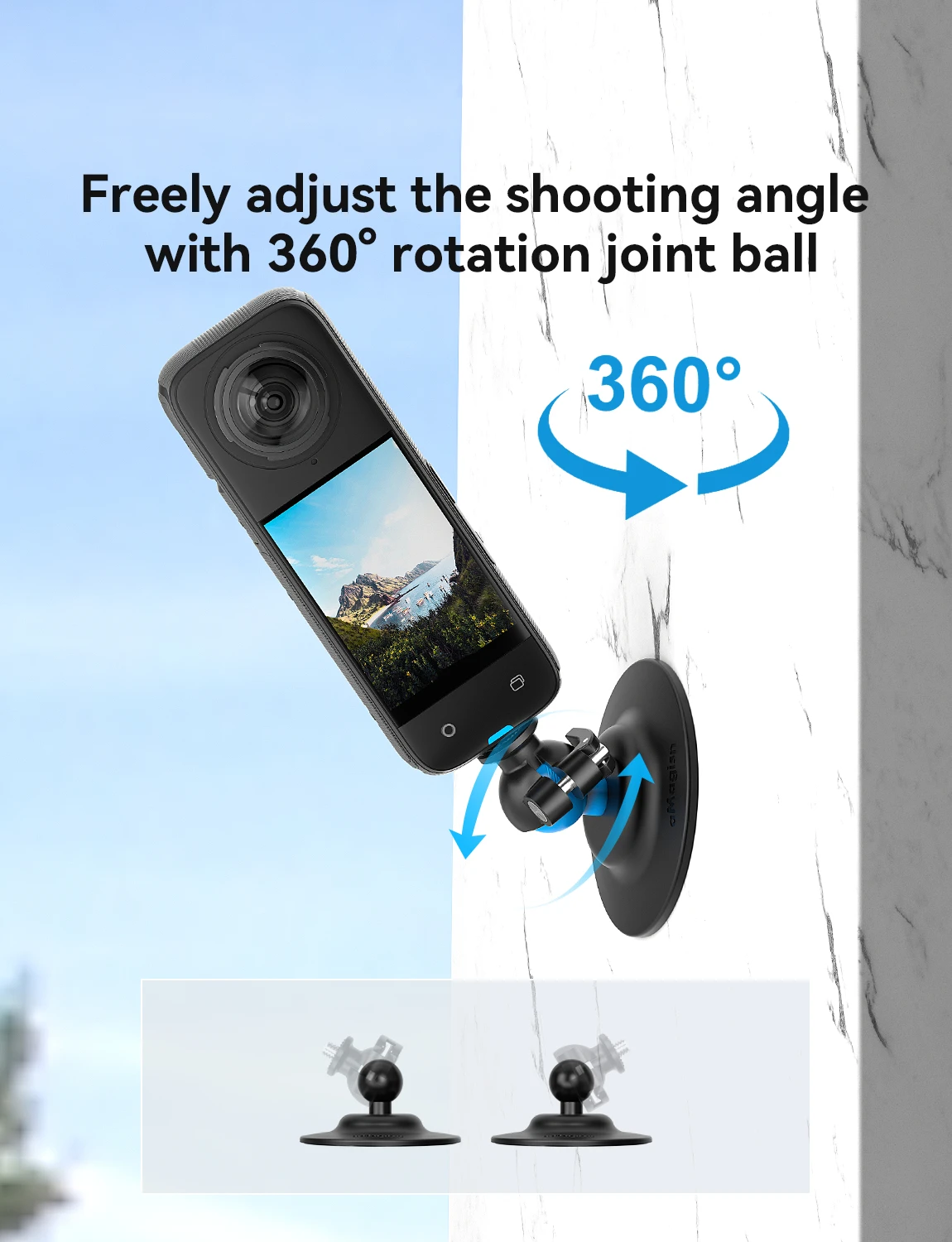 Flexible ball head universal base 1/4 connector for Insta360 X4 sports camera accessories
Flexible ball head universal base 1/4 connector for Insta360 X4 sports camera accessories