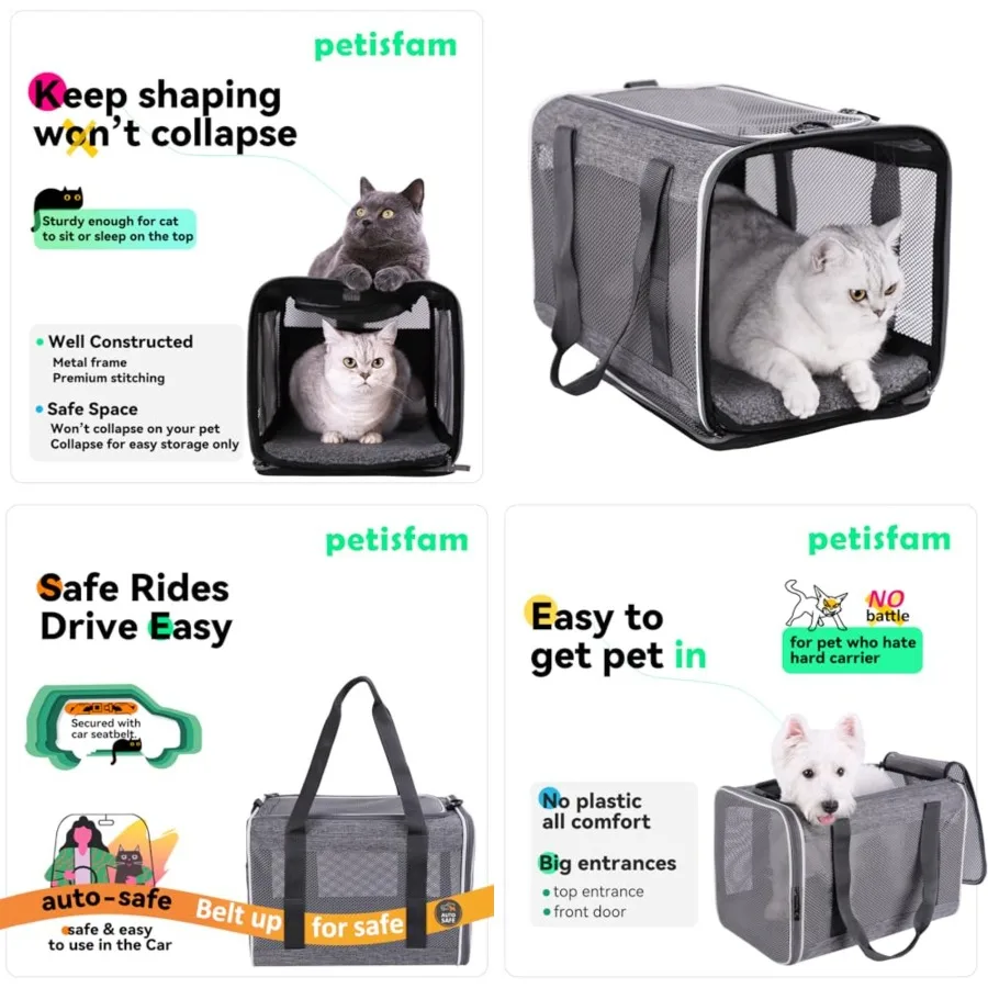 Soft Pet Carrier Bag for Cats and Puppy Under 20 lbs. Sturdy, Safe, Comfortable and Lightweight
Soft Pet Carrier Bag for Cats and Puppy Under 20 lbs. Sturdy, Safe, Comfortable and Lightweight