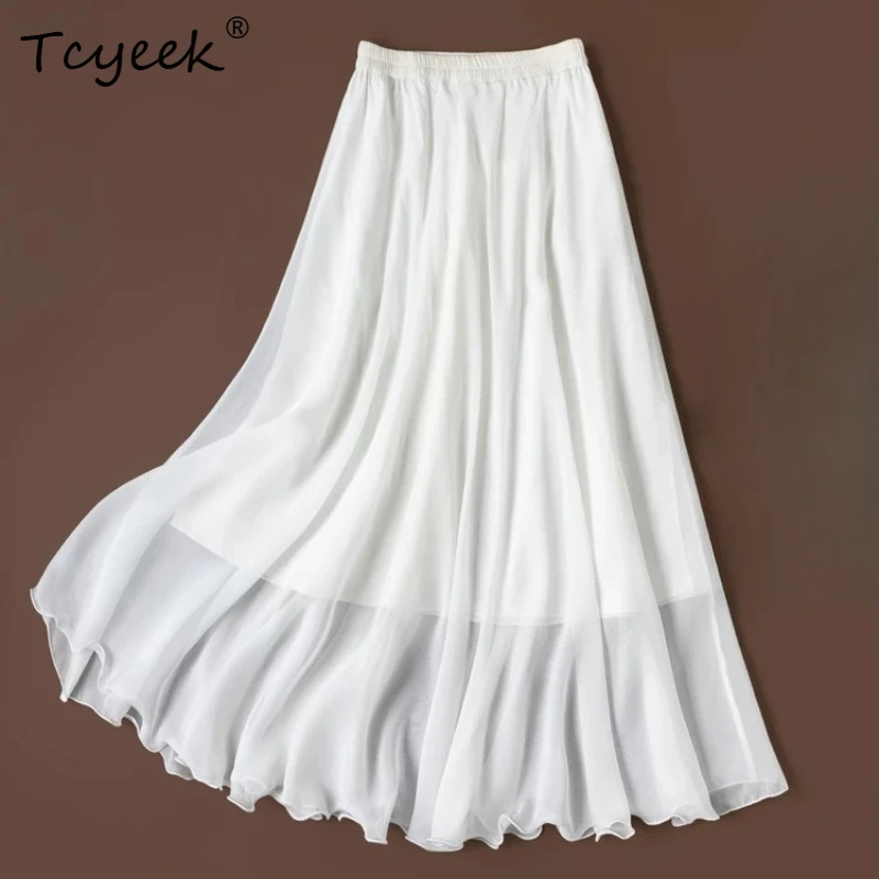 Tcyeek 100% Real Silk Women Skirts 2026 Spring Summer Elastic Waist Flowing Versatile White Skirt Clothes Faldones Para Mujer
Tcyeek 100% Real Silk Women Skirts 2026 Spring Summer Elastic Waist Flowing Versatile White Skirt Clothes Faldones Para Mujer
