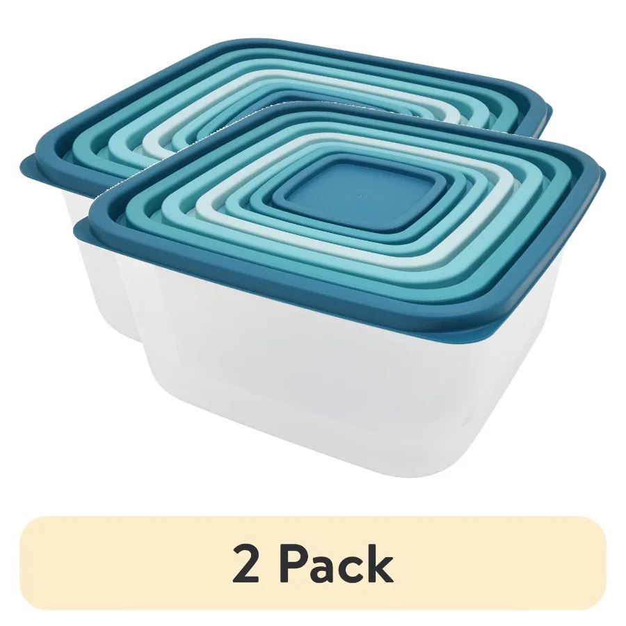 2 pack 14 Piece Teal Plastic Food Storage Set, Teal Ombre, Ideal Use for Meal Prep and Batch Cooking
2 pack 14 Piece Teal Plastic Food Storage Set, Teal Ombre, Ideal Use for Meal Prep and Batch Cooking