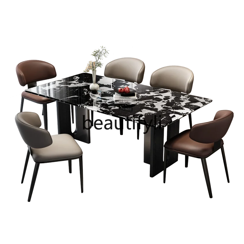 Light luxury marble luxury stone dining table modern simple rectangular dining table and chair combination
Light luxury marble luxury stone dining table modern simple rectangular dining table and chair combination