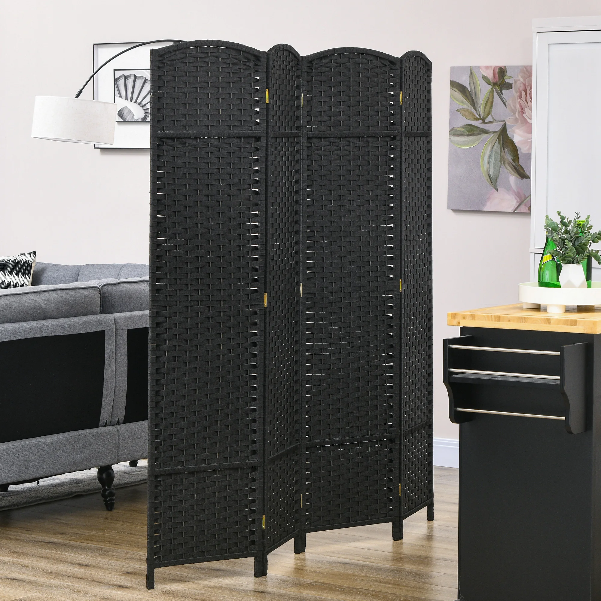 Black 4 Panel Folding Room Divider Screen 67 Inch Tall Arched Top Hand Woven Privacy Partition for Bedroom Living Home Office
Black 4 Panel Folding Room Divider Screen 67 Inch Tall Arched Top Hand Woven Privacy Partition for Bedroom Living Home Office