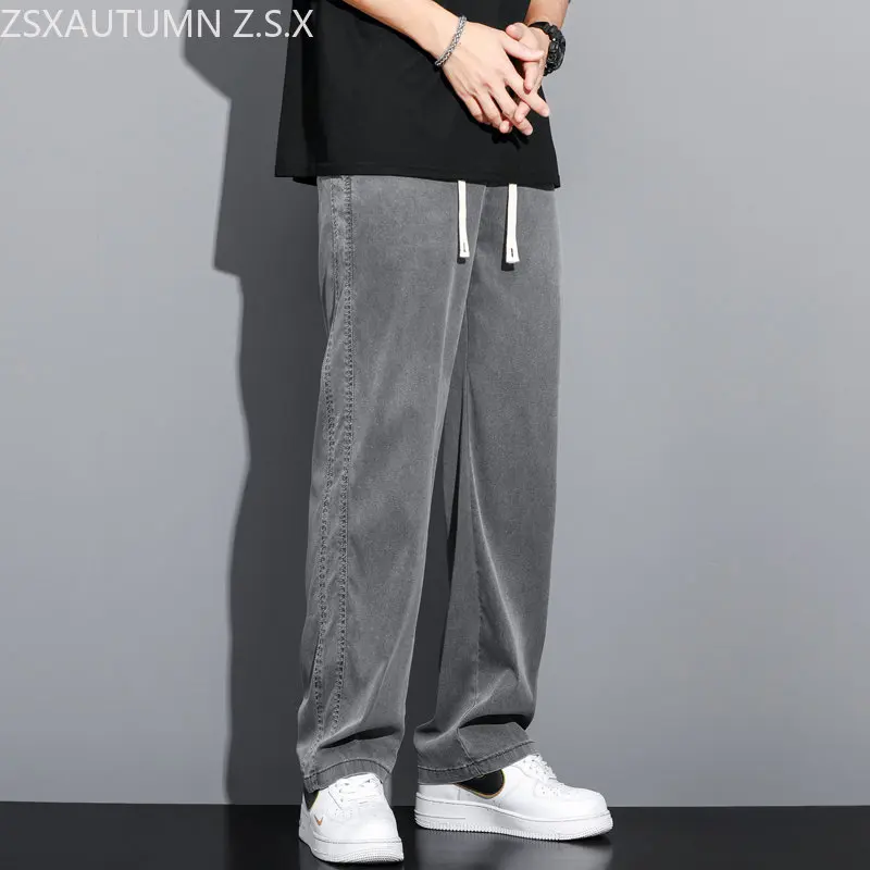 Plus Size M-5XL Summer Soft Lyocell Fabric Men's Jeans Korea Casual Trousers Thin Loose Straight Pants Drawstring Elastic Waist
Plus Size M-5XL Summer Soft Lyocell Fabric Men's Jeans Korea Casual Trousers Thin Loose Straight Pants Drawstring Elastic Waist