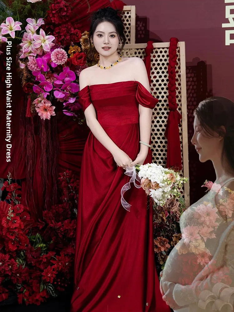 Винно-красное свадебное платье на одно плечо больших размеров для беременных, скрывающее живот, простое элегантное свадебное платье для женщин 8-25 лет
Винно-красное свадебное платье на одно плечо больших размеров для беременных, скрывающее живот, простое элегантное свадебное платье для женщин 8-25 лет