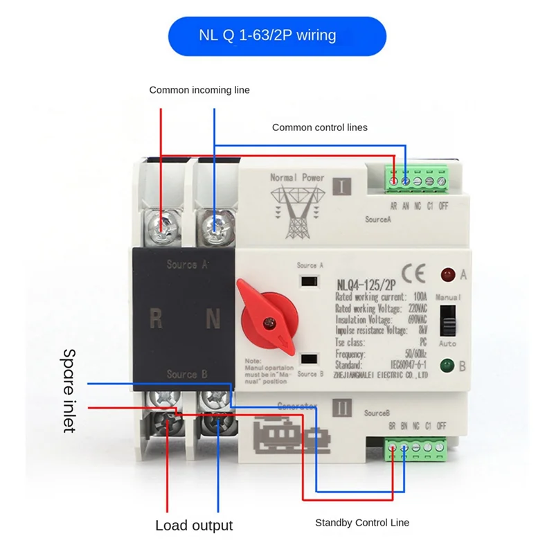 AEE4-Din Rail 2P ATS Dual Power Automatic Transfer Switch Selector Switches Uninterruptible Millisecond Power Generator
AEE4-Din Rail 2P ATS Dual Power Automatic Transfer Switch Selector Switches Uninterruptible Millisecond Power Generator