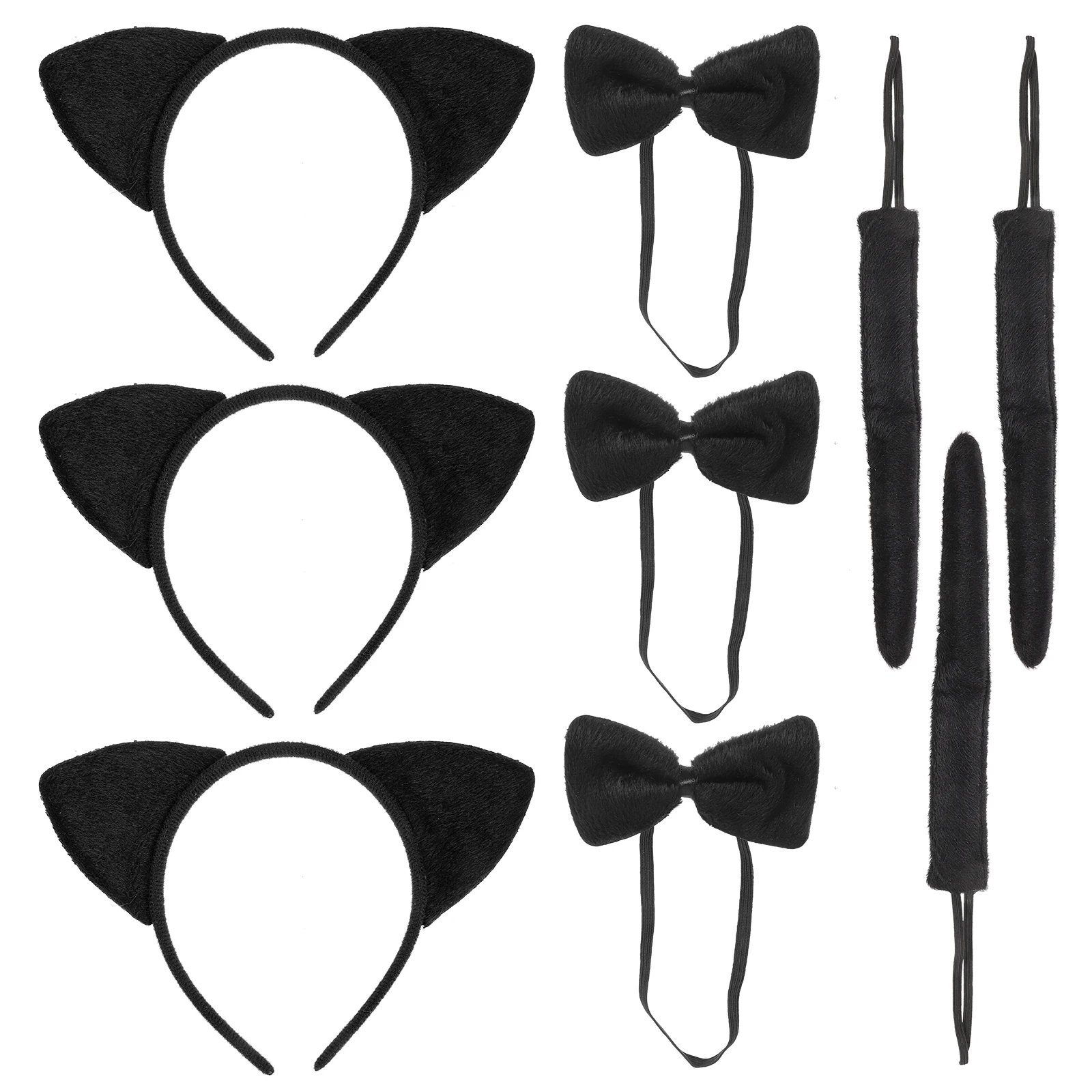 3 set Cat Ears Headband Animal Bow Tie Tail 3D Costume Kids Halloween Party Hair Tools Black Cartoon Set Styling Accessories
3 set Cat Ears Headband Animal Bow Tie Tail 3D Costume Kids Halloween Party Hair Tools Black Cartoon Set Styling Accessories