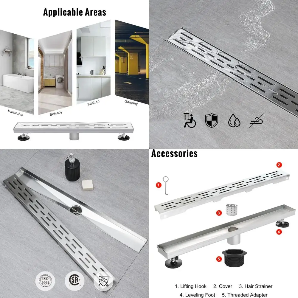 Линейный слив для душа из нержавеющей стали 304 с высоким потоком 60 со съемной решеткой и регулируемыми ножками
Линейный слив для душа из нержавеющей стали 304 с высоким потоком 60 со съемной решеткой и регулируемыми ножками