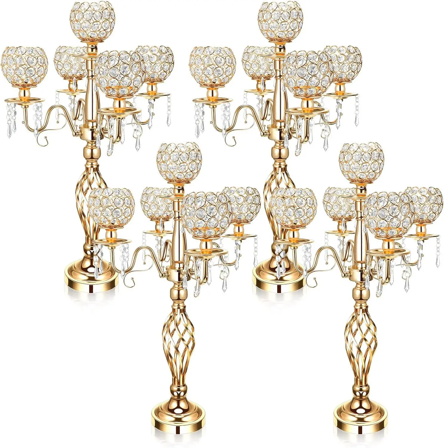 Gold and Silver 5 Arm Crystal Candlestick 27 Inch High Candlestick Holder Wedding Decoration Dining Table Ornament Candlestick
Gold and Silver 5 Arm Crystal Candlestick 27 Inch High Candlestick Holder Wedding Decoration Dining Table Ornament Candlestick