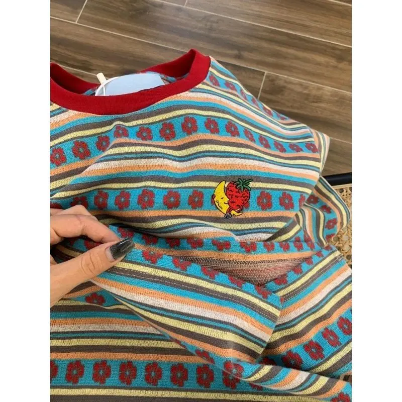 Retro Japanese Style Striped Short Sleeve T-Shirt Women's Summer Versatile plus Size Big MM300 Pounds High-End Feeling Half S...
Retro Japanese Style Striped Short Sleeve T-Shirt Women's Summer Versatile plus Size Big MM300 Pounds High-End Feeling Half S...