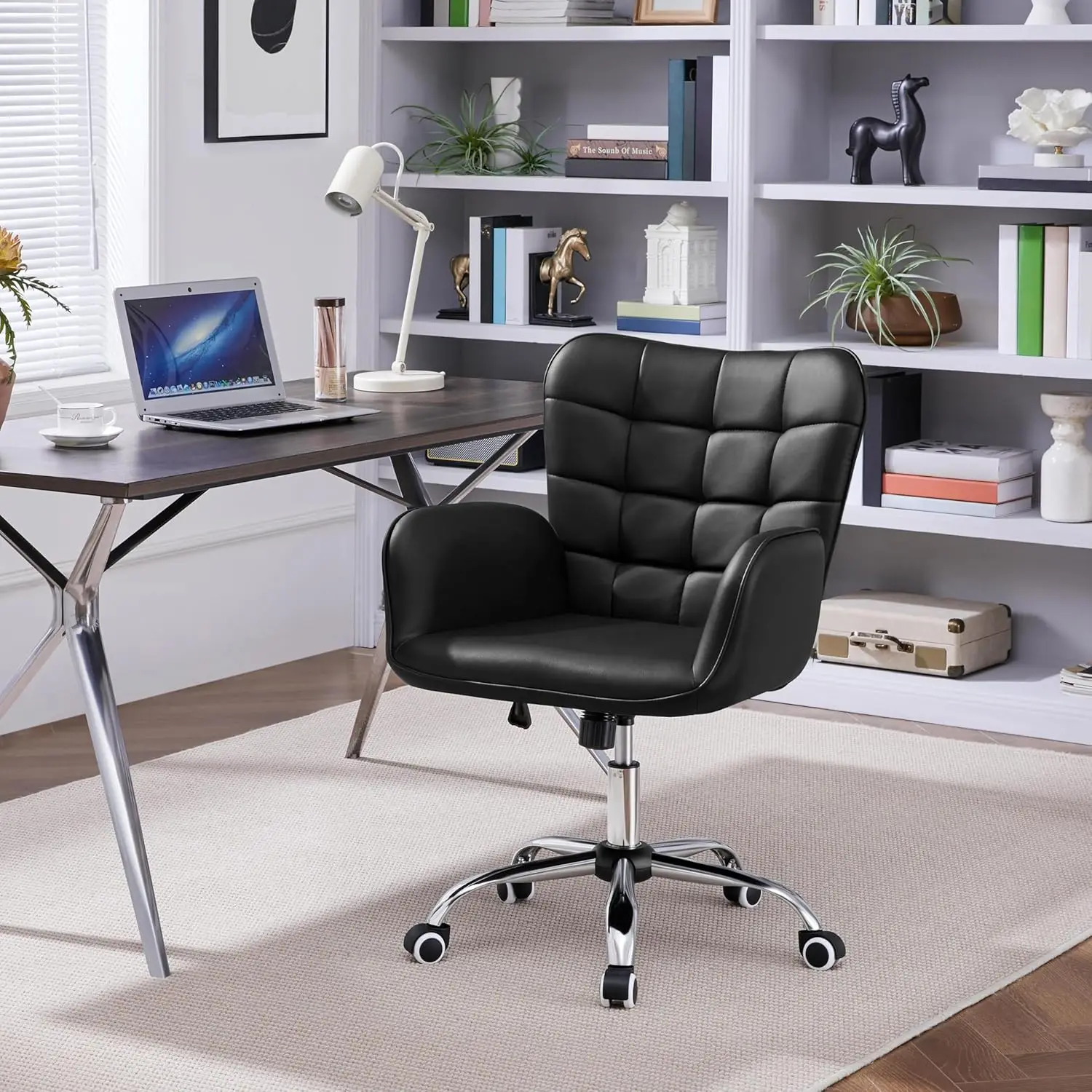 Faux Leather Office Chair Modern Vanity Chair Ergonomic Adjustable Chair with Padded Armrests Big Seat for Office, Study, , Pin
Faux Leather Office Chair Modern Vanity Chair Ergonomic Adjustable Chair with Padded Armrests Big Seat for Office, Study, , Pin