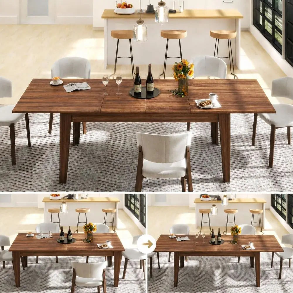 Expandable Walnut Dining Table for 6-10, 71-106 Large Kitchen Table, Space-Saving for Dining & Office Use
Expandable Walnut Dining Table for 6-10, 71-106 Large Kitchen Table, Space-Saving for Dining & Office Use