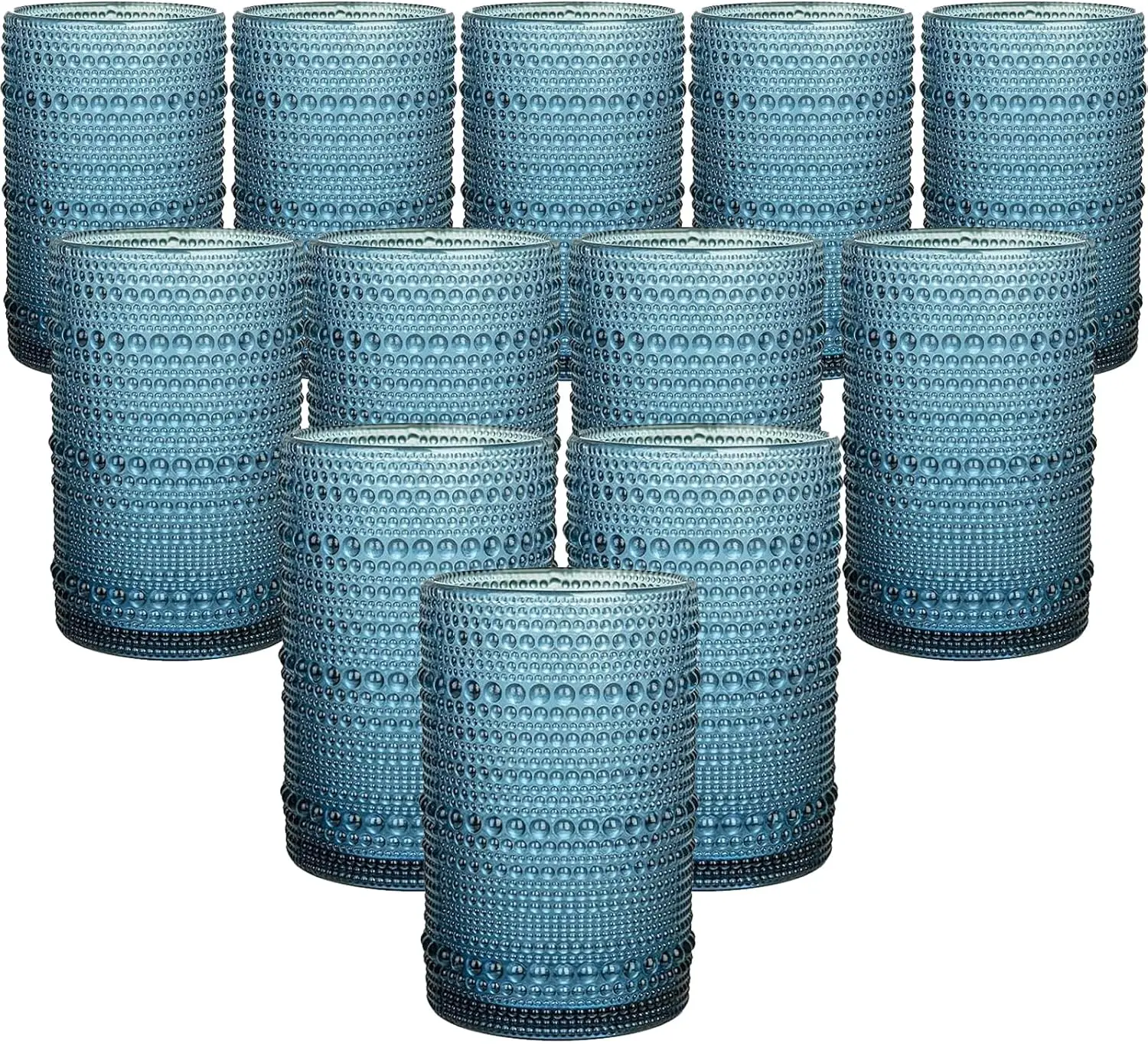 Vintage Hobnail Drinking Glasses Set of 12, 15oz Textured Tumblers - Embossed Blue Bar Glasses for Cocktails, Beer, Whiskey
Vintage Hobnail Drinking Glasses Set of 12, 15oz Textured Tumblers - Embossed Blue Bar Glasses for Cocktails, Beer, Whiskey
