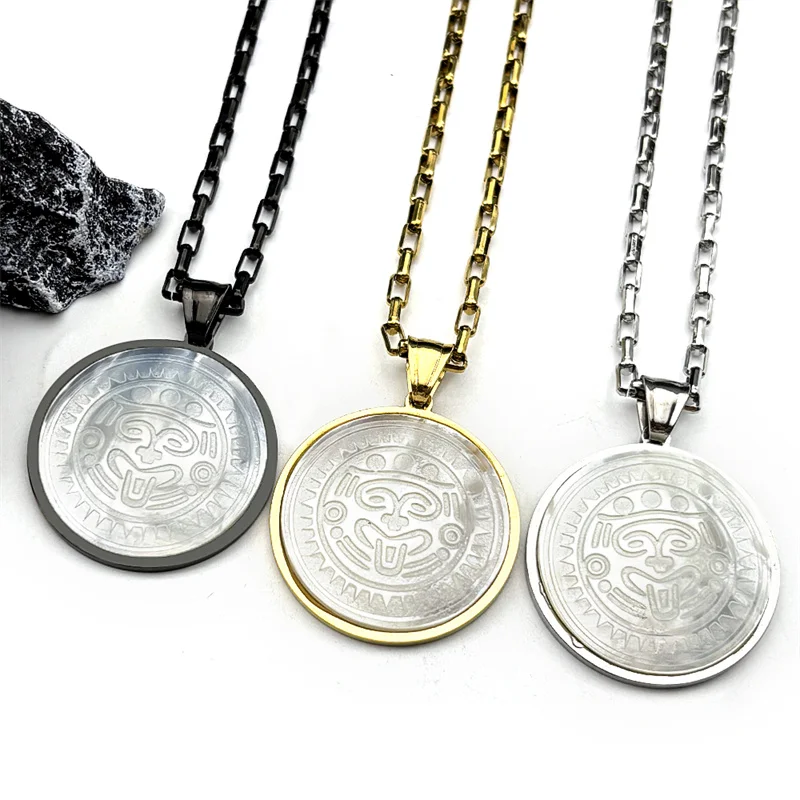 Mayan Civilization Symbol Astronomy Stainless Steel Round Shell Pendant Necklace for Women Men Gold Color Amulet Chain Jewelry
Mayan Civilization Symbol Astronomy Stainless Steel Round Shell Pendant Necklace for Women Men Gold Color Amulet Chain Jewelry