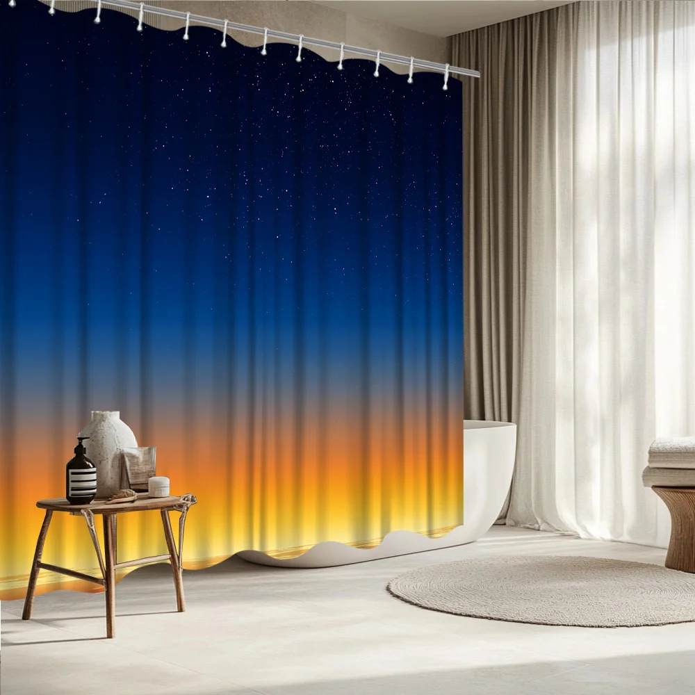 Sunset Ocean Gradient Shower Curtain – Navy to Amber Ombre, Wave Reflection, 2D Flat Print, Polyester, 12 Hook Holes
Sunset Ocean Gradient Shower Curtain – Navy to Amber Ombre, Wave Reflection, 2D Flat Print, Polyester, 12 Hook Holes
