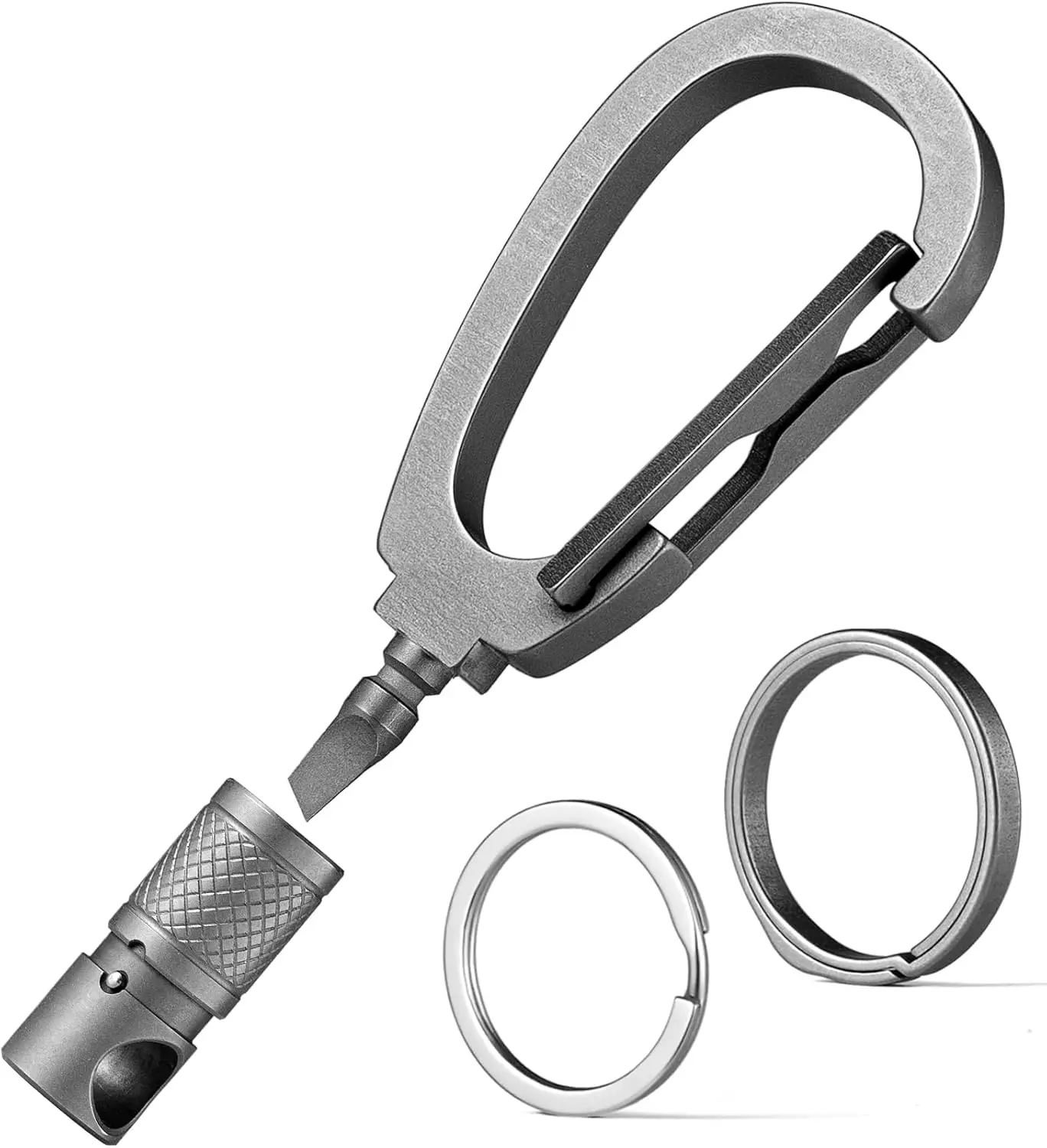 Titanium alloy Carabiner Keychain Clip with side push Ring,Detachable Swivel Key Clip,Car Key Chain Men Key Ring Holder
Titanium alloy Carabiner Keychain Clip with side push Ring,Detachable Swivel Key Clip,Car Key Chain Men Key Ring Holder