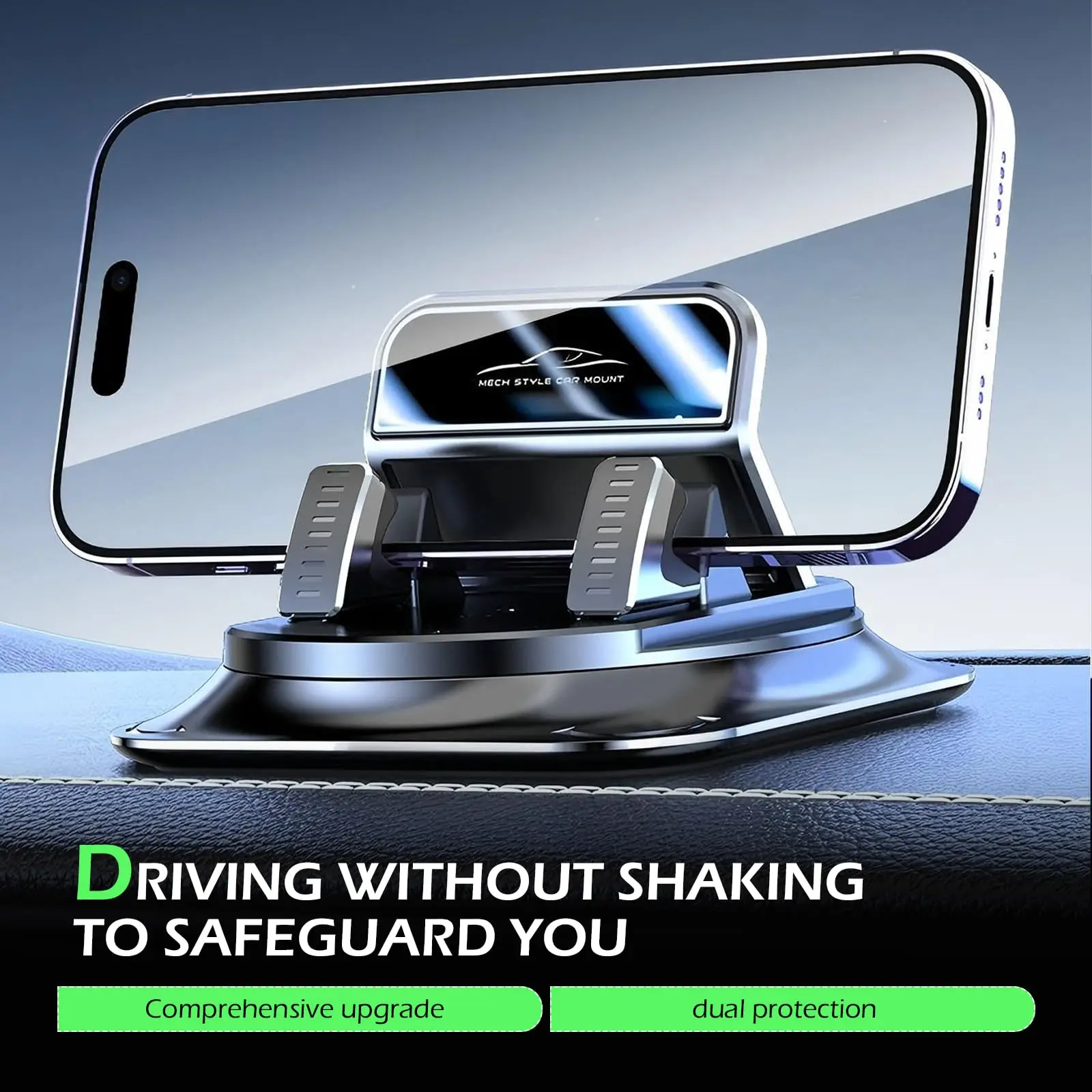 Universal Car Phone Holder Mount 360 Rotation Dashboard Cell Phone Holder Non-Slip Sticky Auto Locking Navigation Bracket