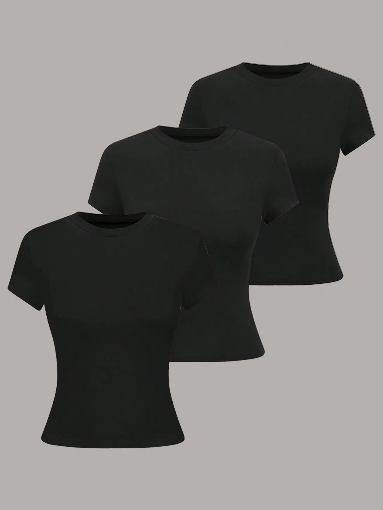 Women's Black Solid Round Neck Short Sleeve T-Shirt, Casual Summer Basic Top
Women's Black Solid Round Neck Short Sleeve T-Shirt, Casual Summer Basic Top