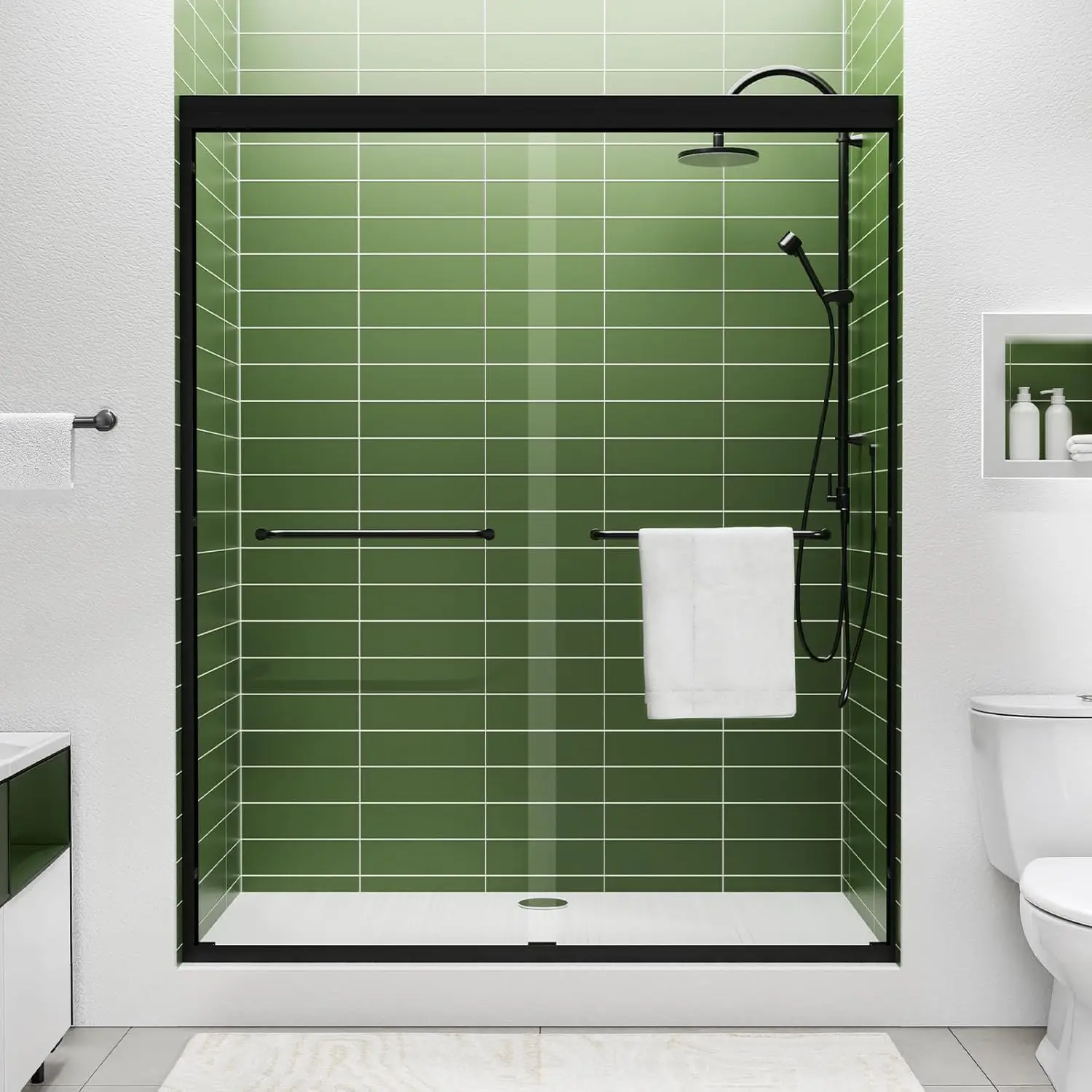 Glass Shower Door Double Sliding 56-60 in. W, 72 in. H Frameds Bathroom Sliding Door, 1/4''(6mm) SGCC Tempered Glass, Explosion-
Glass Shower Door Double Sliding 56-60 in. W, 72 in. H Frameds Bathroom Sliding Door, 1/4''(6mm) SGCC Tempered Glass, Explosion-
