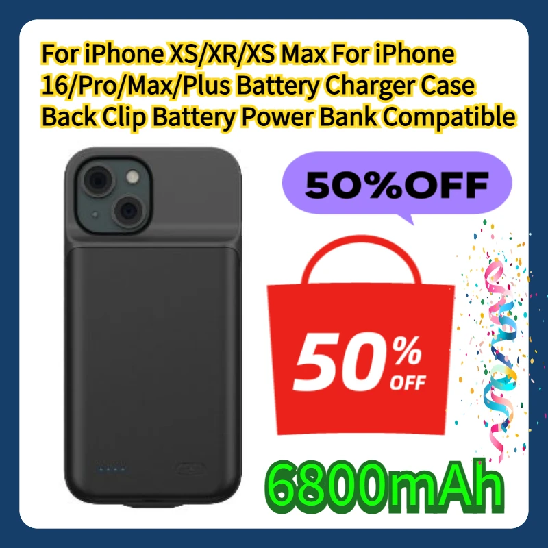 For iPhone XS/XR/XS Max For iPhone 16/Pro/Max/Plus Battery Charger Case 6800mAh Back Clip Battery Power Bank Compatible
For iPhone XS/XR/XS Max For iPhone 16/Pro/Max/Plus Battery Charger Case 6800mAh Back Clip Battery Power Bank Compatible