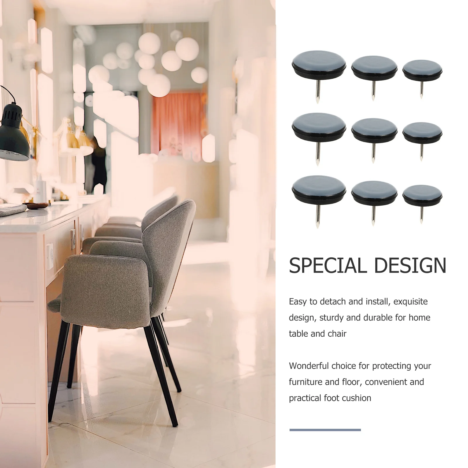 24Pcs Chair Leg Protectors with Nails Furniture Sliders for Carpet Tile Floors Easy Install Glides for Wood Furniture Legs Noise
24Pcs Chair Leg Protectors with Nails Furniture Sliders for Carpet Tile Floors Easy Install Glides for Wood Furniture Legs Noise