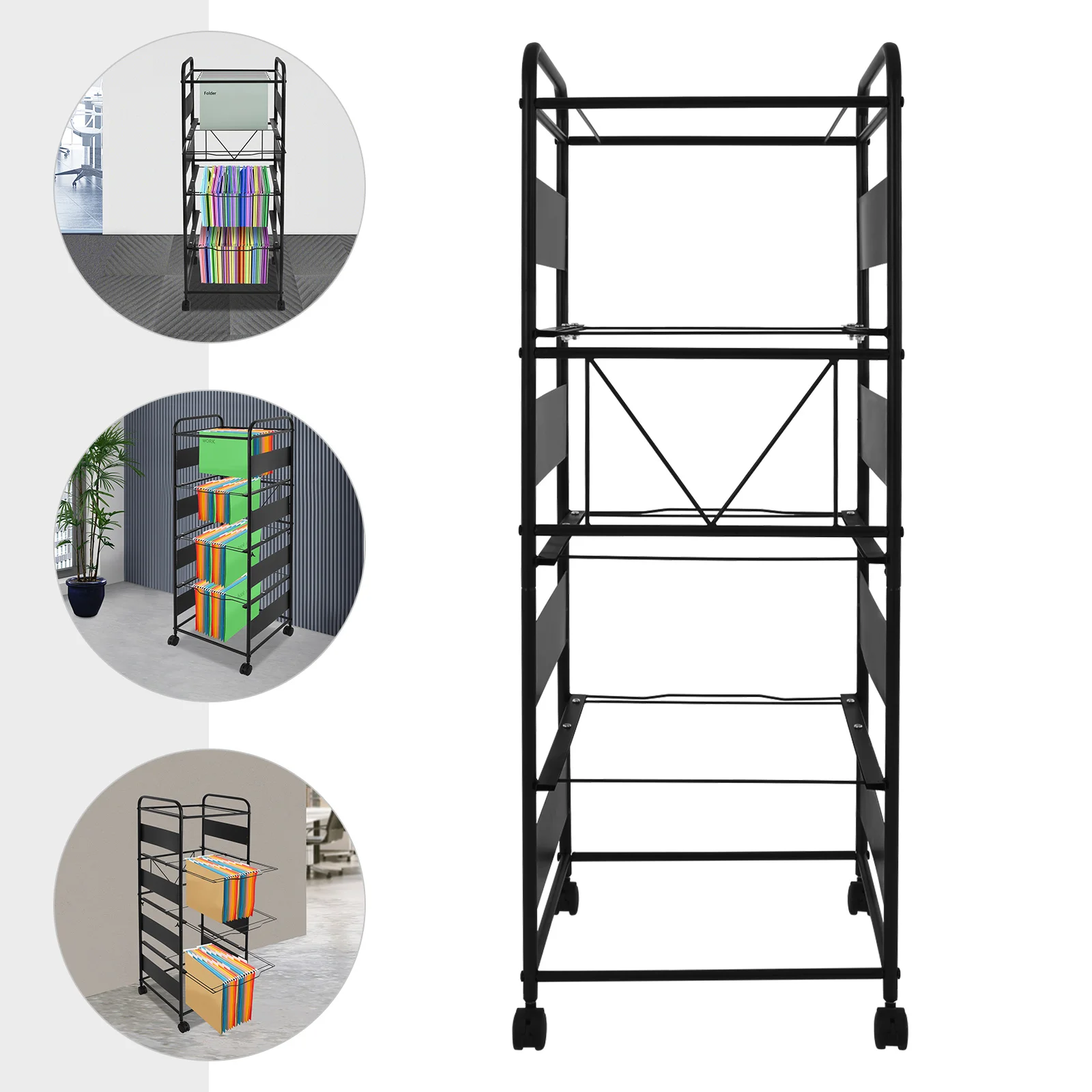 4-уровневая стальная тележка для файлов на колесиках, черная подвижная подвесная подставка для файлов с колесиками, напольная 41*36*114 см для кабинета, офиса
4-уровневая стальная тележка для файлов на колесиках, черная подвижная подвесная подставка для файлов с колесиками, напольная 41*36*114 см для кабинета, офиса