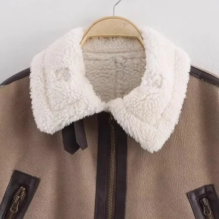 ZAB Autumn New Women's Faion Retro Leather And Fur ort Jaet Coat 8073236 Polyester Fiber Collar Flip Sle Versatile
ZAB Autumn New Women's Faion Retro Leather And Fur ort Jaet Coat 8073236 Polyester Fiber Collar Flip Sle Versatile