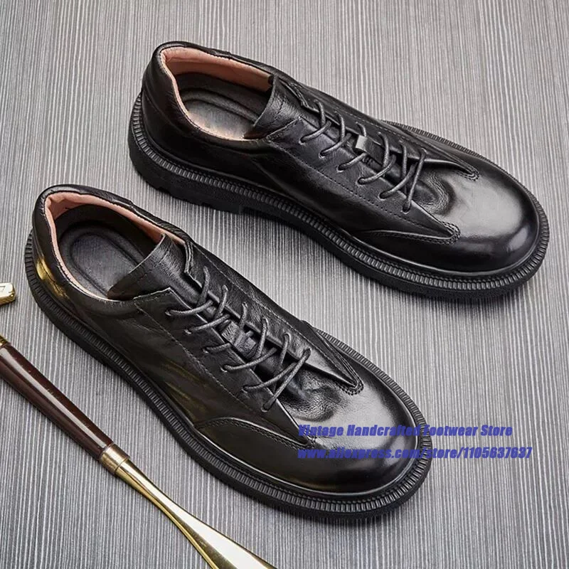 Men's Thick Sole Brown/black Leather Shoes Height Increasing Lace-up Party Dress Shoes Vintage Handcrafted Men's Shoes
Men's Thick Sole Brown/black Leather Shoes Height Increasing Lace-up Party Dress Shoes Vintage Handcrafted Men's Shoes