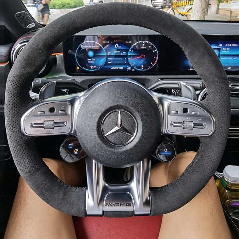 Hand Stitched Suede Steering Wheel Cover for Mercedes Benz AMG CLA CLS GLB GLE W177 W167 Non-Slip Comfortable Wrap Protector
Hand Stitched Suede Steering Wheel Cover for Mercedes Benz AMG CLA CLS GLB GLE W177 W167 Non-Slip Comfortable Wrap Protector