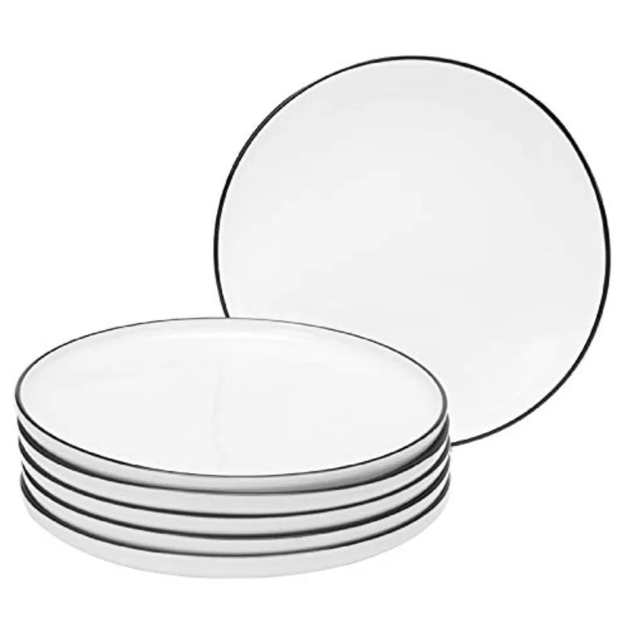 10 Inch Porcelain Dinner Plates Elegant White with Black Edges Design Classic Round Serving Plates Set for Steak Pasta and Sala
10 Inch Porcelain Dinner Plates Elegant White with Black Edges Design Classic Round Serving Plates Set for Steak Pasta and Sala