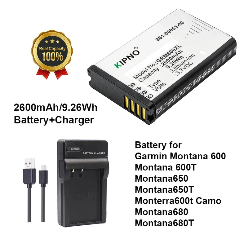 KIPNO GPS Navigator Battery 2600mAh charger 361-00053-00,010-11599-00 for Garmin Montana 600,650,650T,600T,Camo,680,680T 
KIPNO GPS Navigator Battery 2600mAh charger 361-00053-00,010-11599-00 for Garmin Montana 600,650,650T,600T,Camo,680,680T