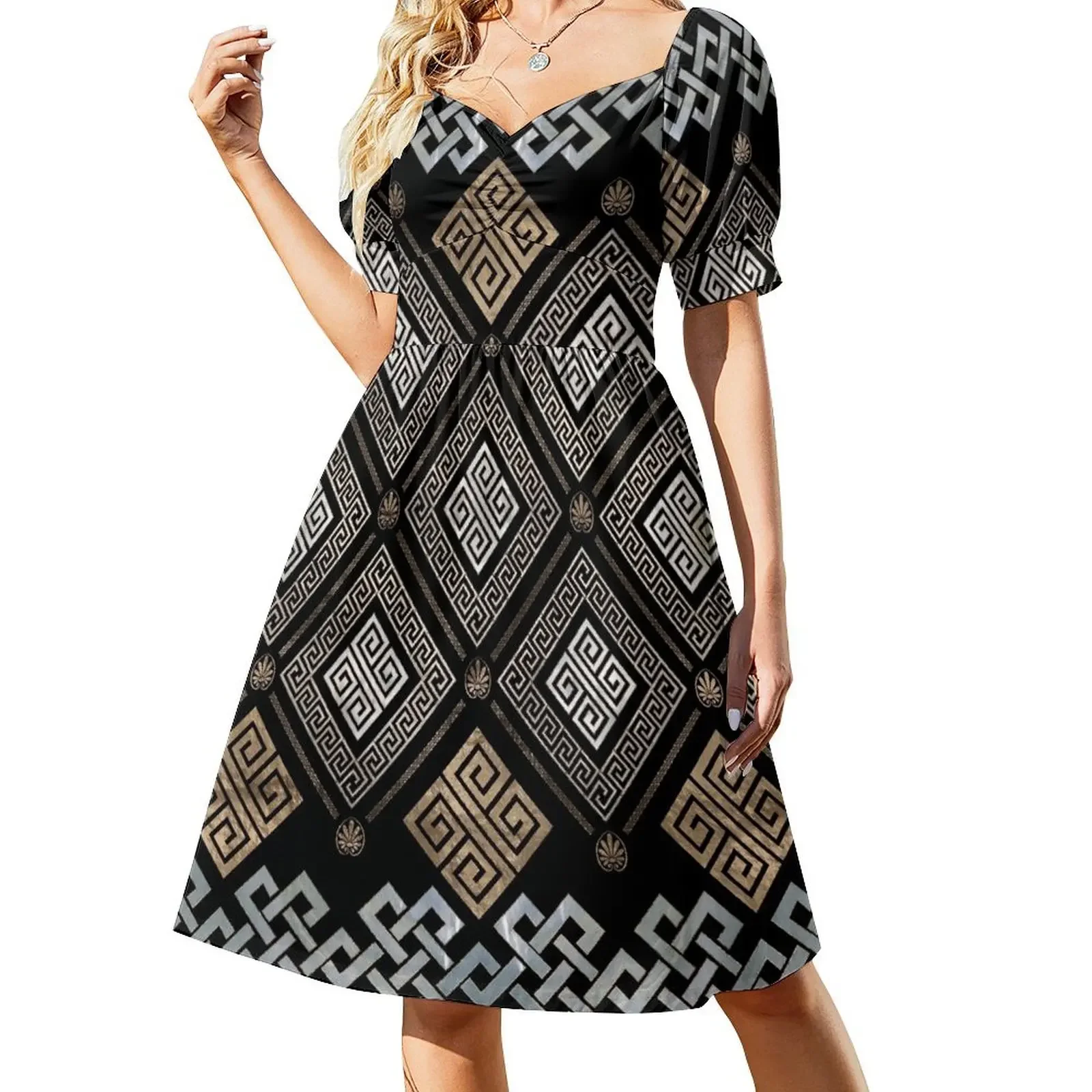 Greek Meander Key Ornament Black and gold Short-Sleeved Dress dress women summer clothes for women Woman clothing
Greek Meander Key Ornament Black and gold Short-Sleeved Dress dress women summer clothes for women Woman clothing