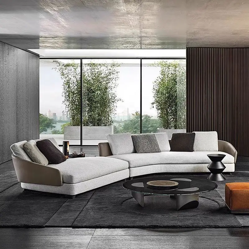Curved Lawson sofa villa large apartment living room special-shaped corner combination designer fabric sofa
Curved Lawson sofa villa large apartment living room special-shaped corner combination designer fabric sofa