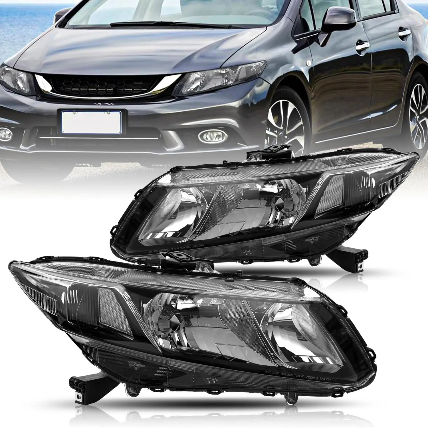 Пара фар в сборе для Honda Civic 4Dr Sedan 2012-2015 гг. | 2012-2013 Honda Civic 2Dr Coupe заводская галогенная фара левый + правый (Bl
Пара фар в сборе для Honda Civic 4Dr Sedan 2012-2015 гг. | 2012-2013 Honda Civic 2Dr Coupe заводская галогенная фара левый + правый (Bl
