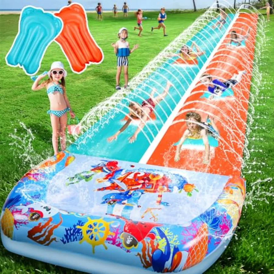 Backyard water slides for kids and adults: heavy-duty inflatable double slip and water slide 46FT extra-long blue and yellow wi
Backyard water slides for kids and adults: heavy-duty inflatable double slip and water slide 46FT extra-long blue and yellow wi