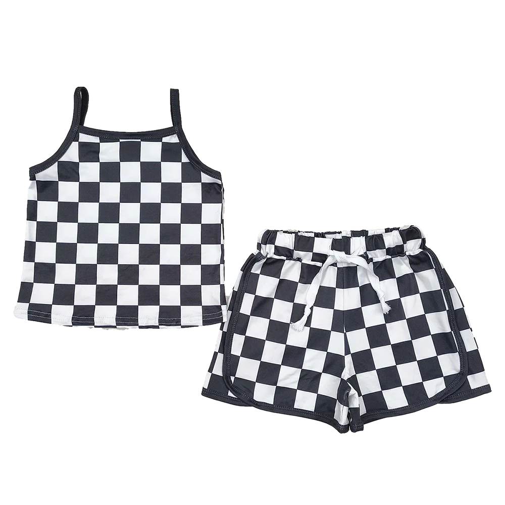 GSSO2334Baby Girls Summer Outfits Straps black plaid top shorts kids girls outfits
GSSO2334Baby Girls Summer Outfits Straps black plaid top shorts kids girls outfits