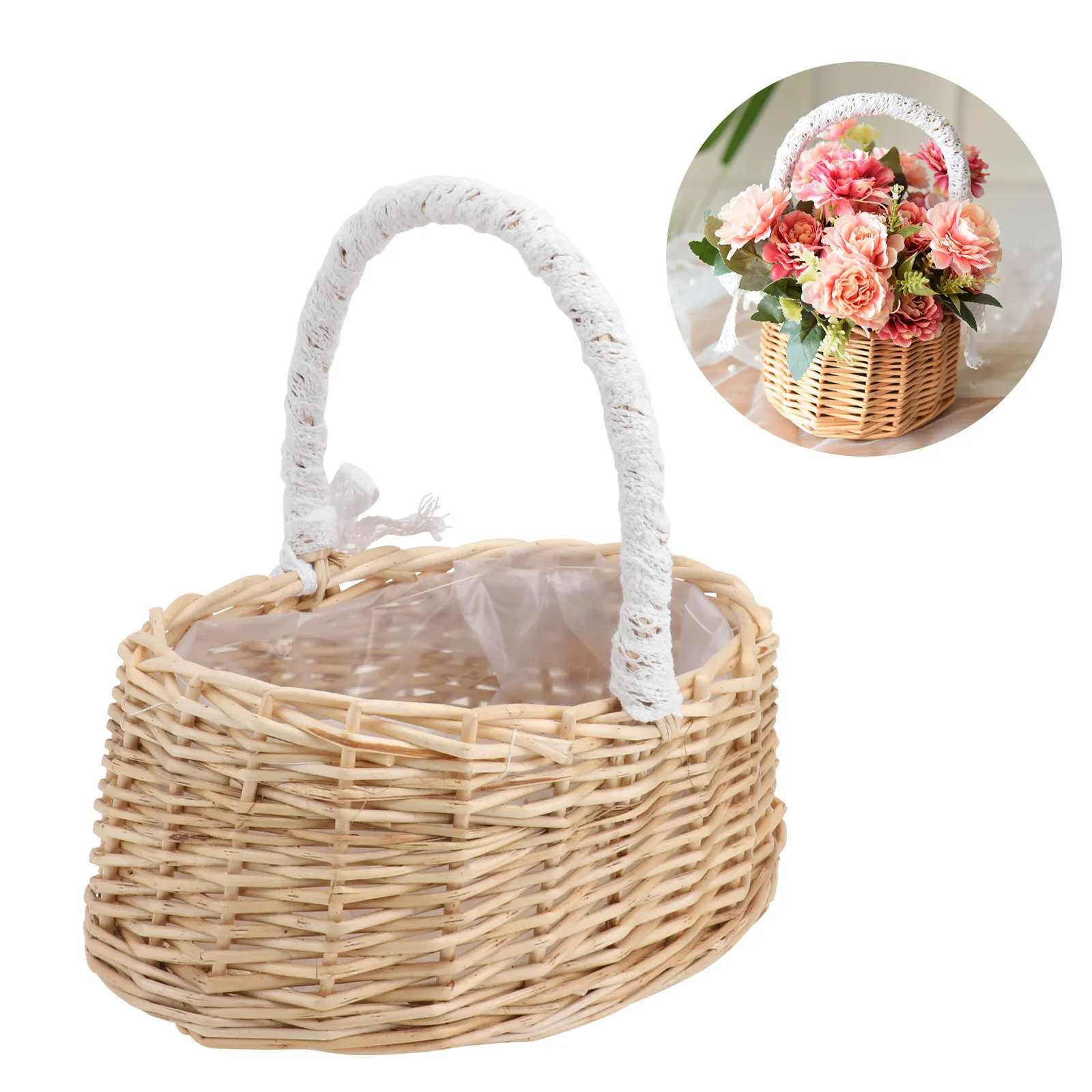 1Pcs Flower Basket Khaki Woven Handled Decorative Basket Wedding Floral Storage Dried Flowers Packing Wedding Props
1Pcs Flower Basket Khaki Woven Handled Decorative Basket Wedding Floral Storage Dried Flowers Packing Wedding Props