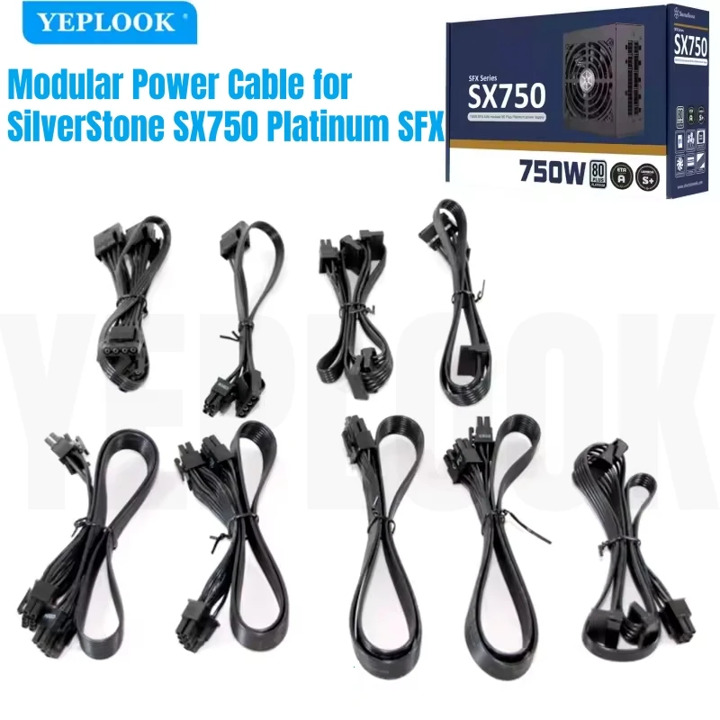 Modular Power Cable for SilverStone SX750 Platinum 750W SFX Power, PCIe 8Pin 6+2Pin, CPU 4+4Pin, Flat Cable/Sleeved Net 18AWG
Modular Power Cable for SilverStone SX750 Platinum 750W SFX Power, PCIe 8Pin 6+2Pin, CPU 4+4Pin, Flat Cable/Sleeved Net 18AWG