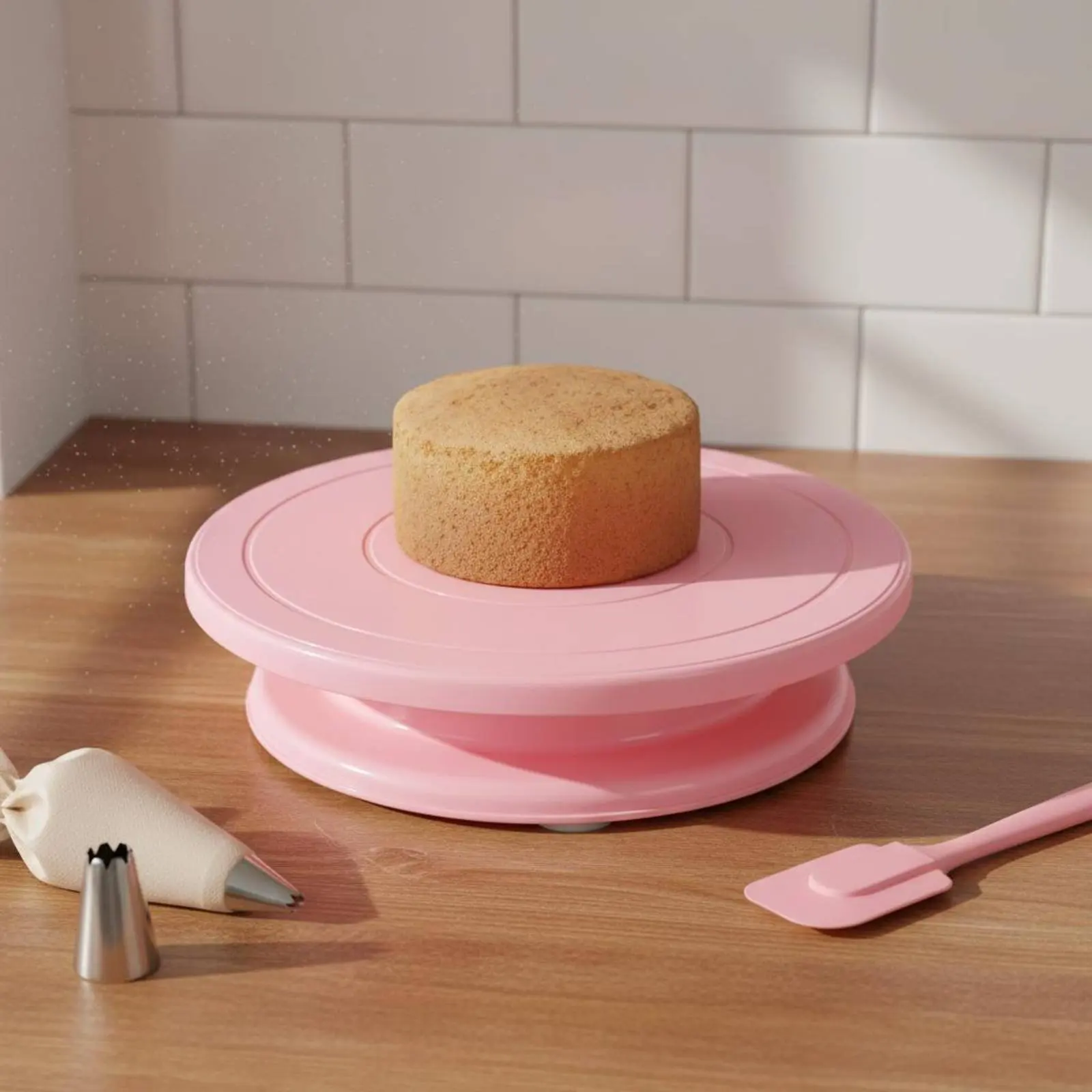Cake Turntable Set Fluid 360° Rotation Rotating Cake Stand with Decorating Tools Icing Piping Kit with Turntable for Beginners