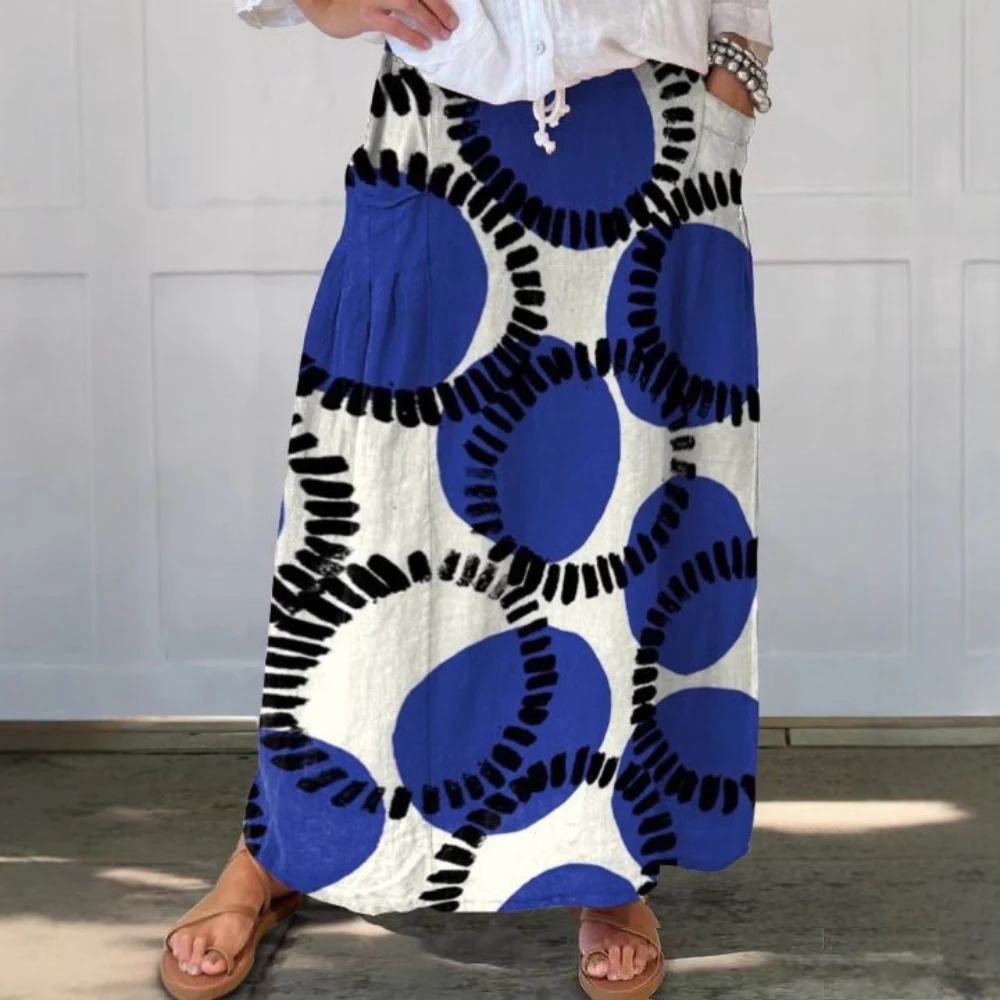 Ethnic Pattern Bohemian Knee-Length Skirt Casual Summer Loose Fit Elastic Waist Beach Skirt with Pockets Vintage-Inspired A-Line
Ethnic Pattern Bohemian Knee-Length Skirt Casual Summer Loose Fit Elastic Waist Beach Skirt with Pockets Vintage-Inspired A-Line