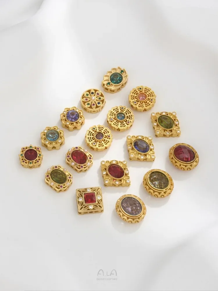 Matte Gold Ancient Method Inlaid with Zirconium Lace Porous Circular Diamond Shaped Oval Separated Beads DIY Beading Accessories
Matte Gold Ancient Method Inlaid with Zirconium Lace Porous Circular Diamond Shaped Oval Separated Beads DIY Beading Accessories